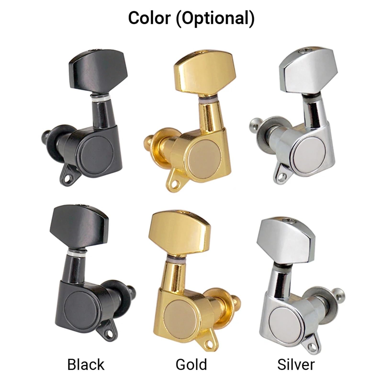 Clavijas de Bloqueo 6 clavijas de guitarra selladas con bloqueo 3L3R for afinación cuerdas, afinador electroacústica(Gold)