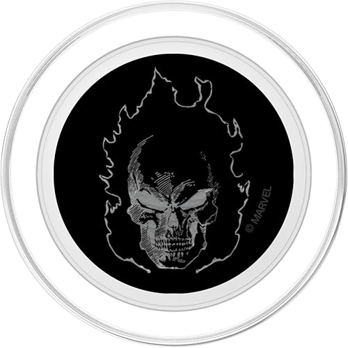 Miniatura 8 de Marvel Ghost Rider Flaming Skull 90s Grayscale - Soporte y agarre para teléfonos y tabletas, Negro