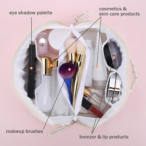 Miniatura 6 de Cessfle Bolsa de maquillaje Kawaii de algodón, bolsa grande de viaje para cosméticos, bolsa de maquillaje de coqueta acolchada, bolsa de maquillaje