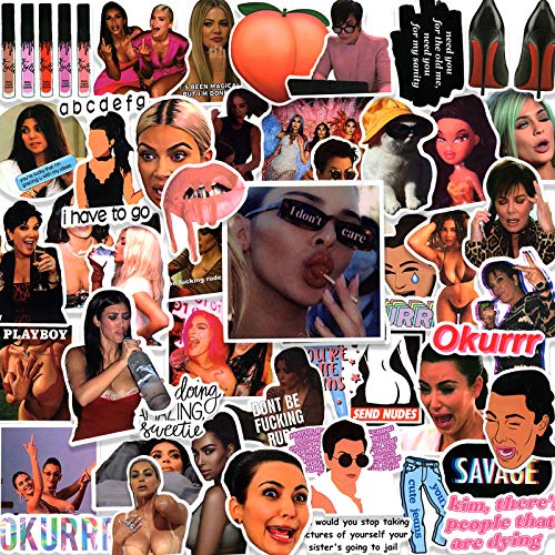 50 Pcs Kardashian Stickers Vinyl Waterproof Stickers for Laptop, WaterBottles,Computer,Phone,Hydroflask Trendy Sticker Decals for Women Adults