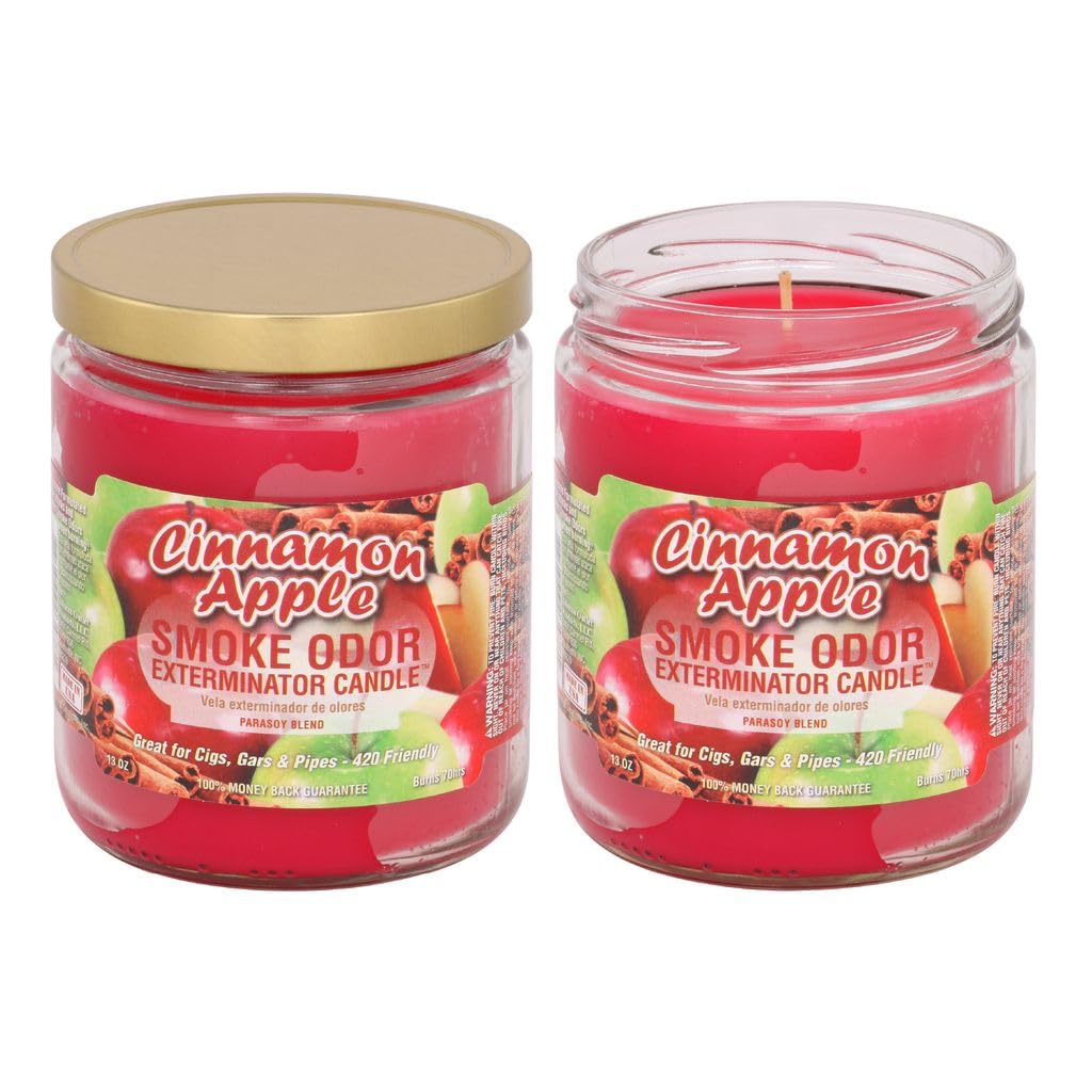 Smoke Odor Exterminator 13oz Jar Candle, Cinnamon Apple - Pack of 2