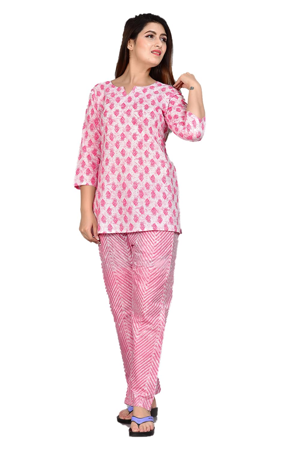 monique Brand Women's Rayon/Cotton Night Suit Set of Top & Bottom-picture-49