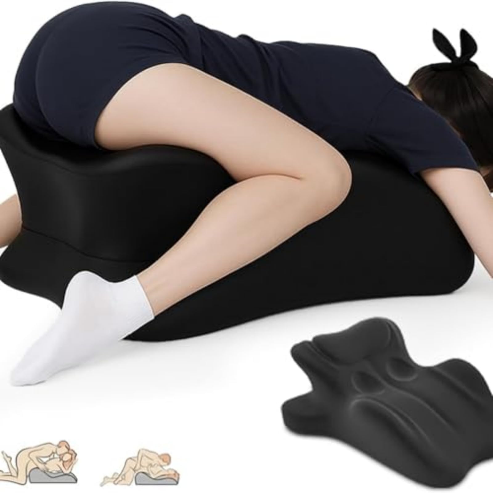 ZVD Oreiller de Couple pour Plus d'intimité – Ergonomique Coussin Triangulaire incliné à 27° en Mousse à mémoire de Forme pour Un Soutien Optimal, avec Housse Amovible (Noir)