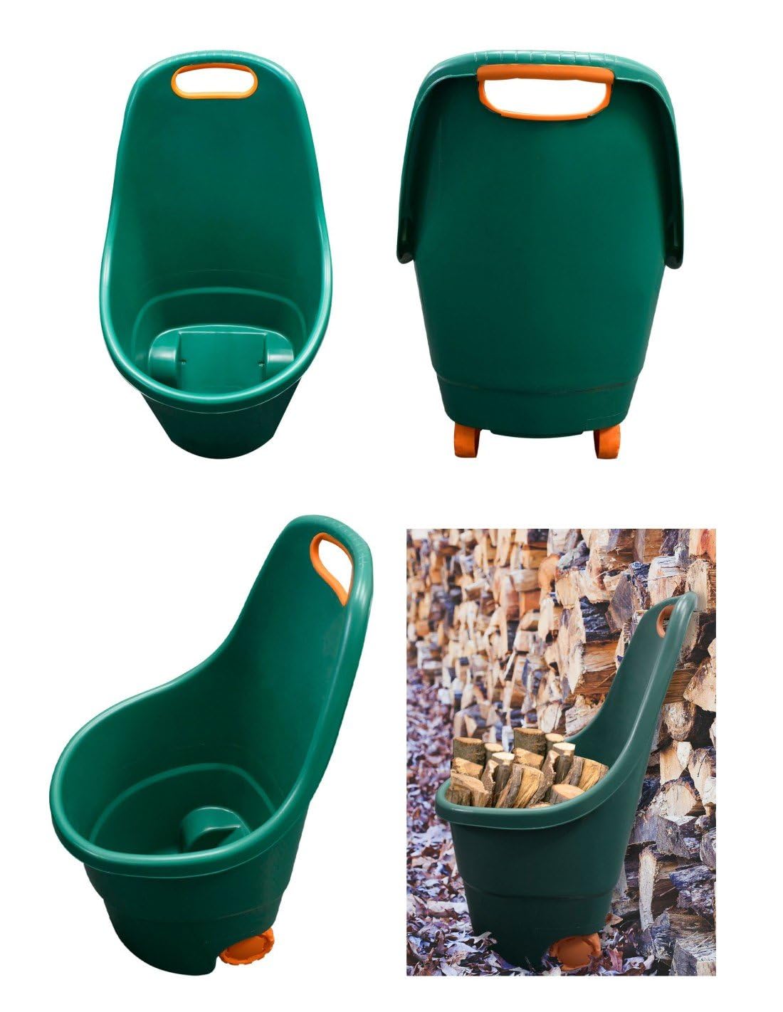 JARDIN202 - Carrito Multiusos de 68 litros Verde/Naranja Jardín, Recolección y Transporte, PVC de Alta Resistencia | 68 litros