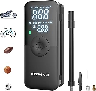 Electric Electric Bike Pump Portable for Bicycle Tires, Compact Motor Air Pump - Fast Inflator 150PSI Smart Air Pump with Digital Pressure Gauge for Bike, E-Bike, Motorcycle with Presta and Schrader Valve