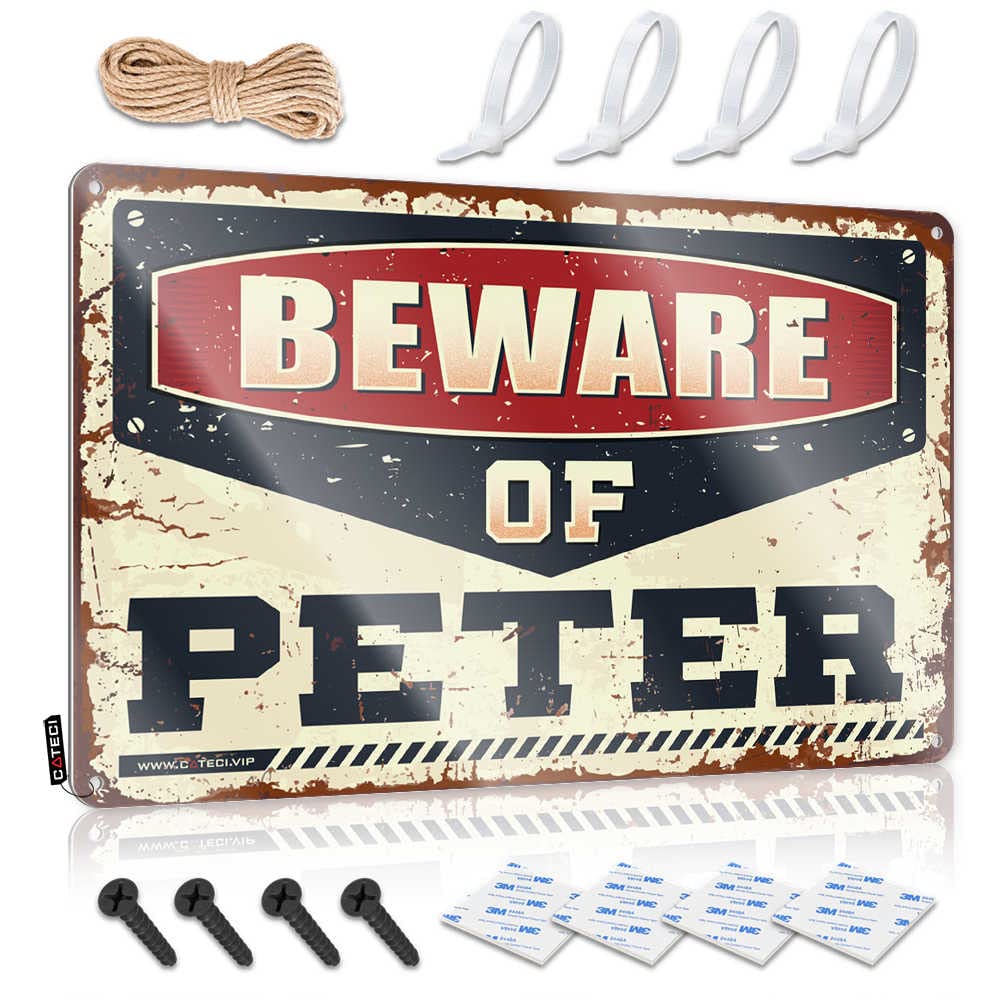 STWNVOITV Funny Signs Metal Beware Of Peter Sign Metal Signs Vintage Funny Funny Signs For Bedroom(30X40CM)