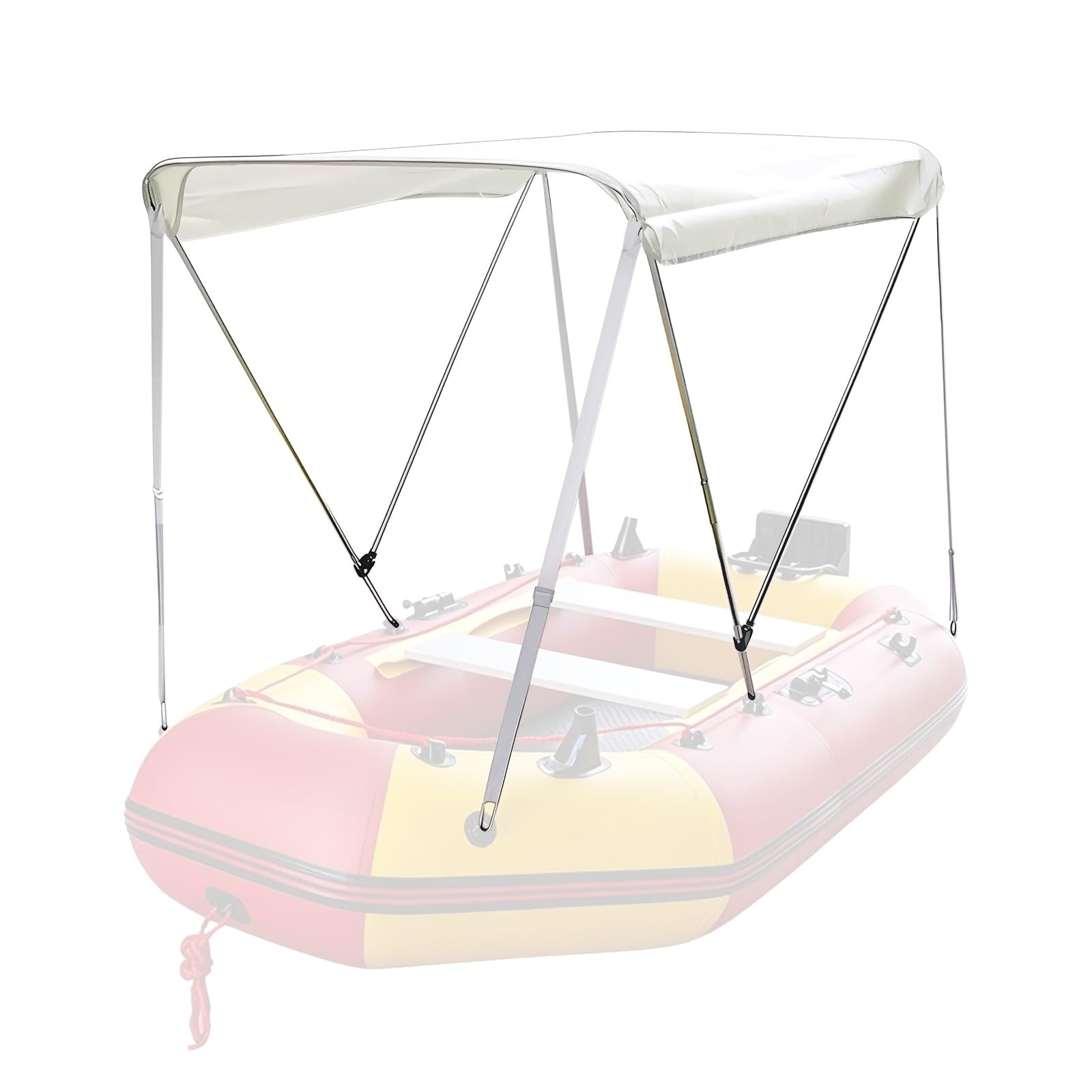 Tendalino per Gommoni 2 Archi, Tessuto Oxford 600D Idrorepellente, Telaio in Alluminio Pieghevole, Parasole per Tender e Barche da Pesca, Bianco