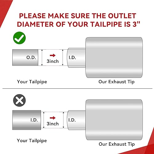 Miniatura 2 de YITAMOTOR Punta de escape universal de entrada de 25 pulgadas salida cuadrada de 55 x 3 pulgadas punta de escape rectangular diésel profesional de