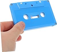 Vista 9 de Mikinona 2 cintas de casete vacías retro para decoración de música, casetes de decoración de fiesta, caja de almacenamiento de bricolaje Azul