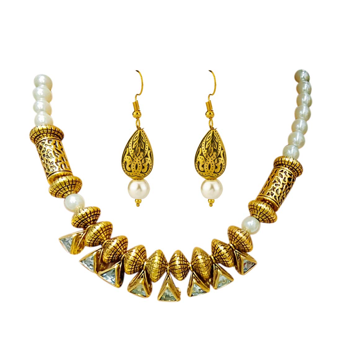 Jewels Galaxy Traditional Kundan & Pearl Gold Plated Mesmerizing Necklace Set for Women/Girls (CT-NCK-44121) (B083M22WCH) Amazon Price History, Amazon Price Tracker