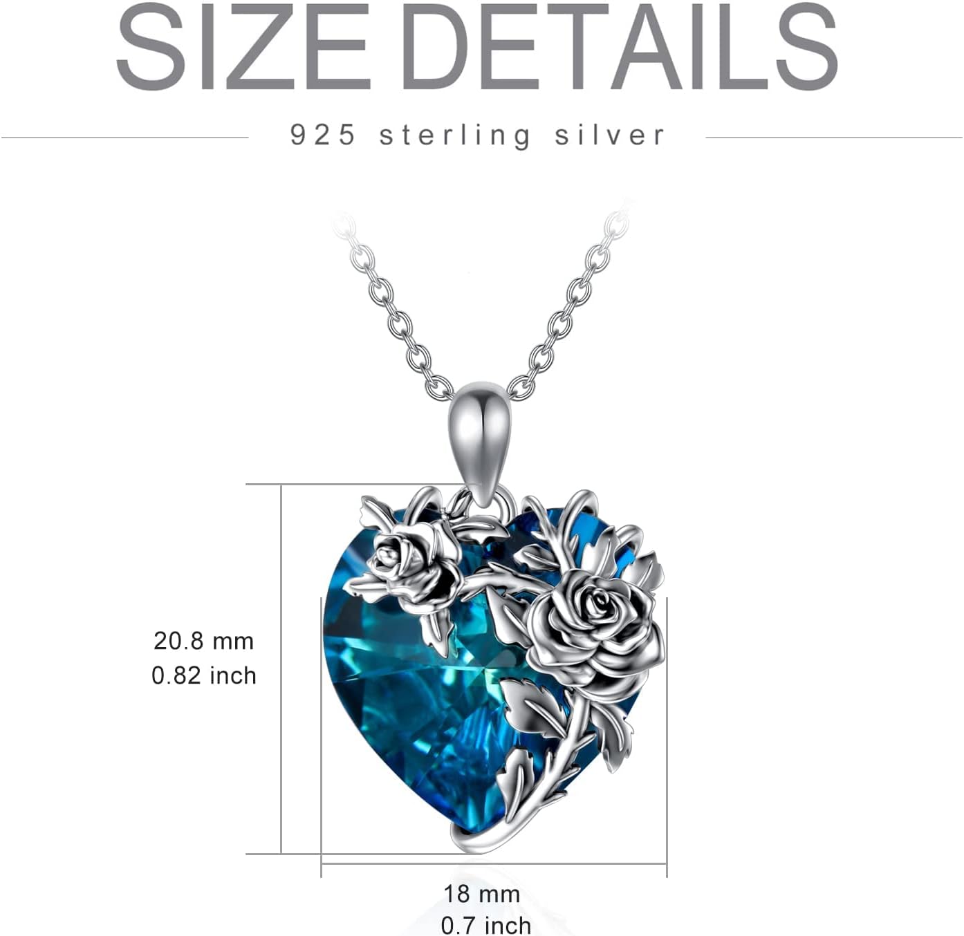 PELOVNY Rose/Lotus/Sunflower/Lily Flower Cremation Urn Necklace For Ashes Sterling Silver Heart/Teardrop Crystal Memorial Jewelry For Women - Image 5