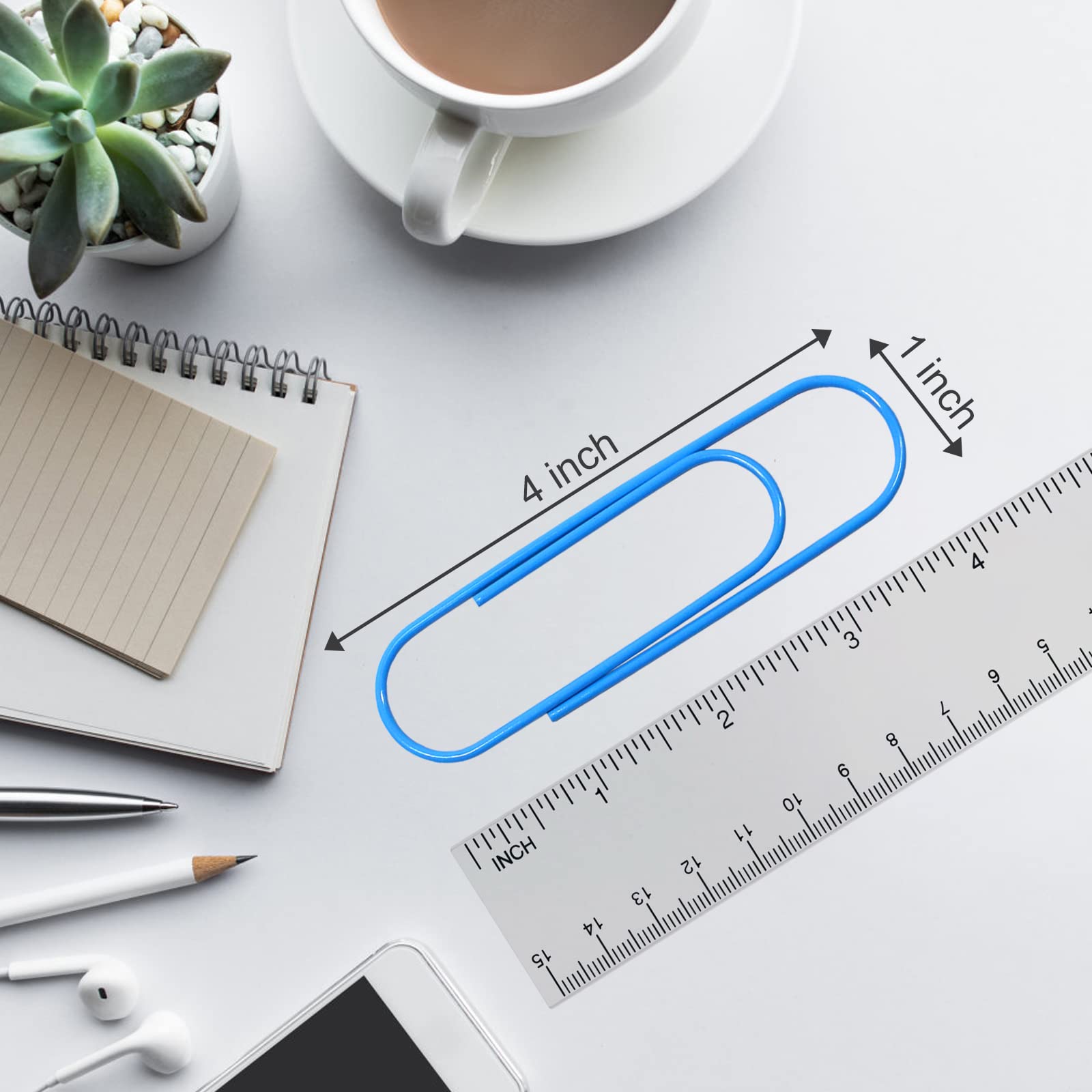 Große Büroklammern, 10 cm, für morgen, 56 Stück, farbige riesige Super-Jumbo-Büroklammern, Vinylbeschichtung, für Büro, Schulbedarf (7 Farben, 10 cm)
