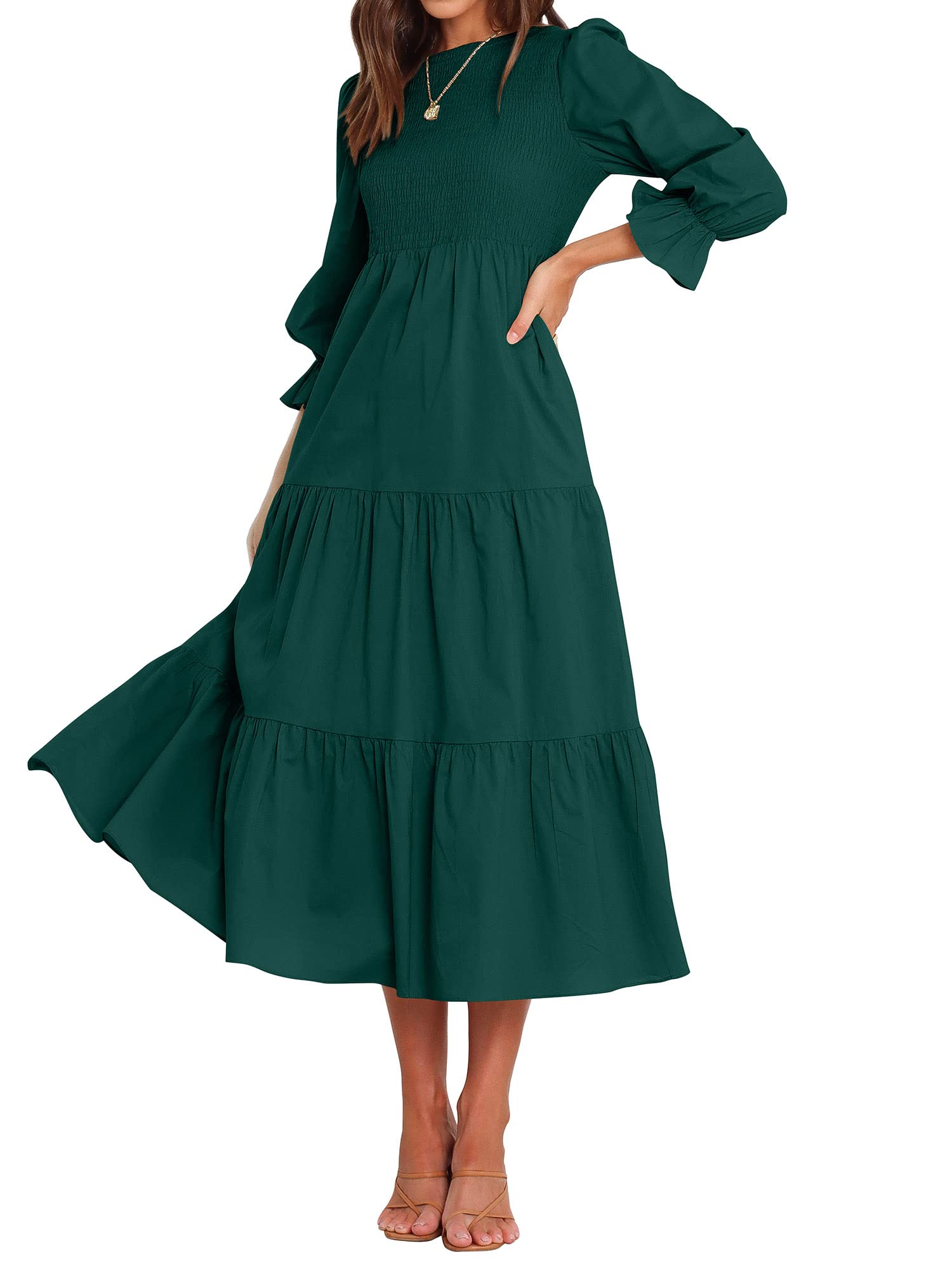 BTFBM Women Casual Long Sleeve Crew Neck Fall Dress