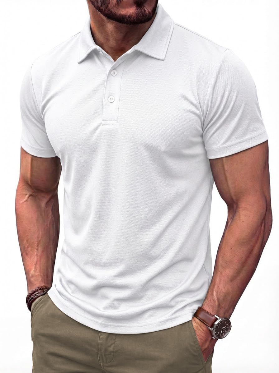PINSPARK Poloshirt Herren Kurzarm Golf Shirt Atmungsaktiv Leicht Polohemd | Basic Polo Shirts Schnelltrocknend Sport Hemd Sommer Sportshirt, Gym Tennis Laufshirt
