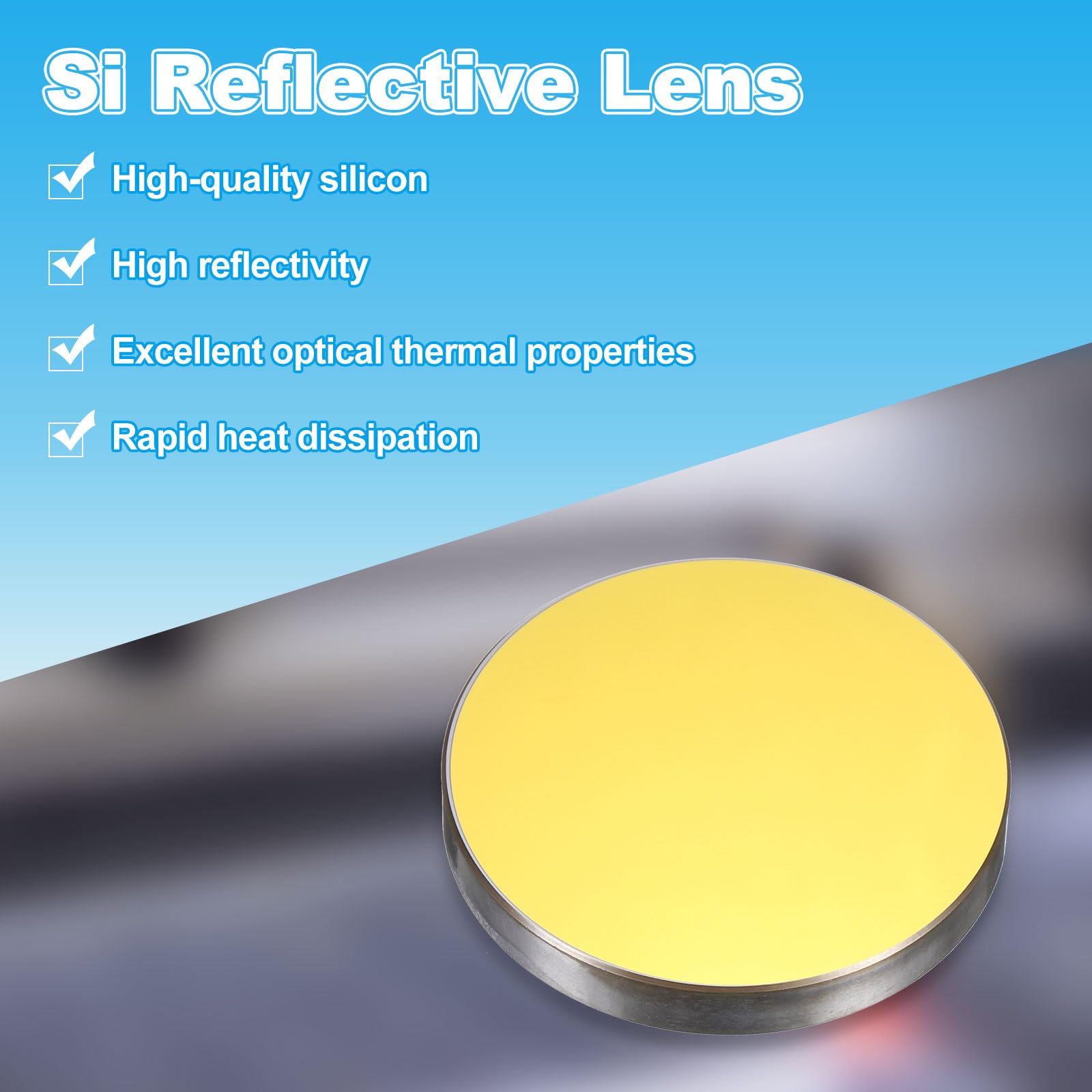 HARFINGTON 38.1mm Si Lente Riflettente Placcato Oro Specchio Laser CO2 Lente Specchio Laser per 60-300W CO2 Incisione Laser Incisore Cutter