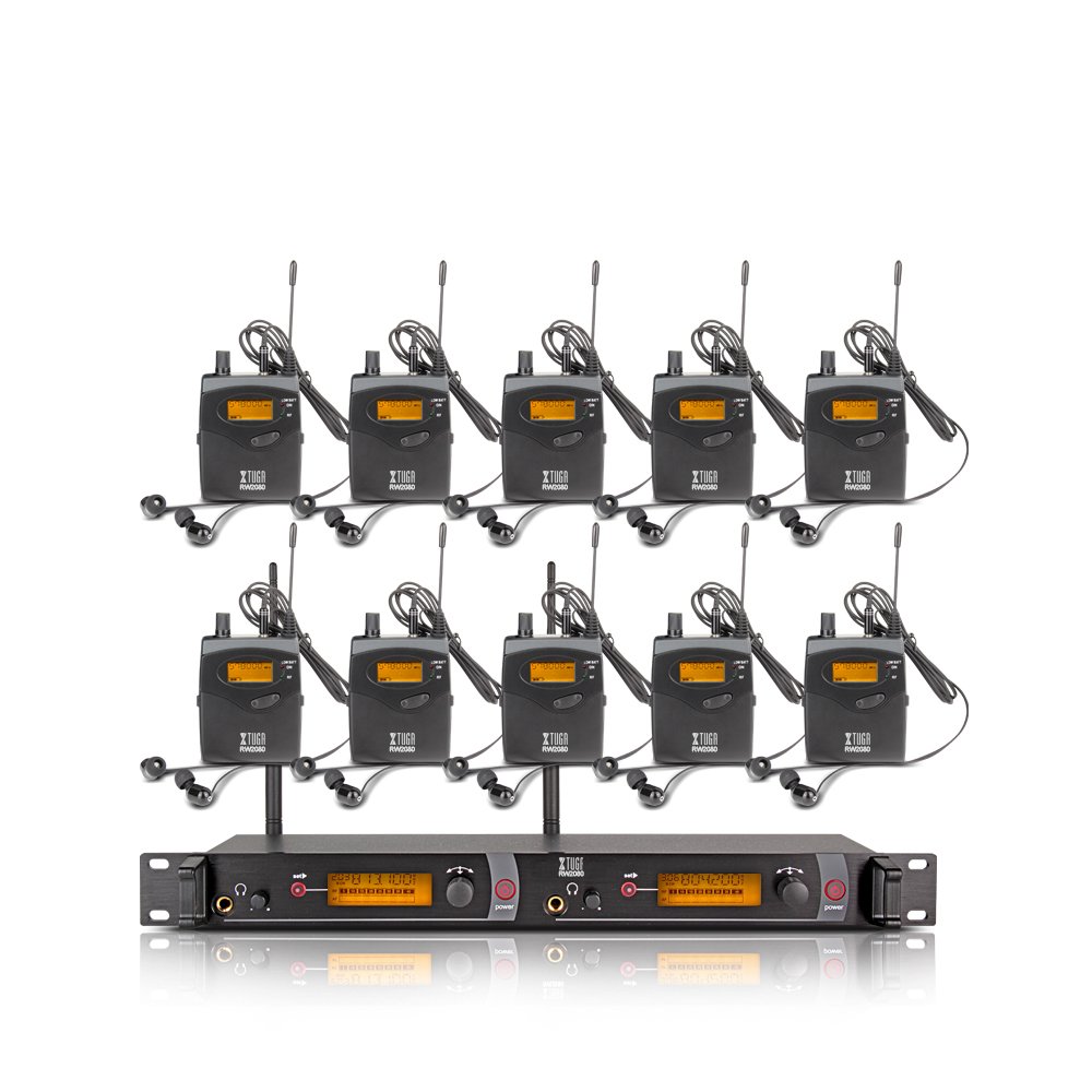 Photo 1 of Xtuga RW2080 in Ear Monitor System 2 Channel Bodypack Monitoring with in Earphone Wireless SR2050 Type! (10 bodypack with Transmitter)