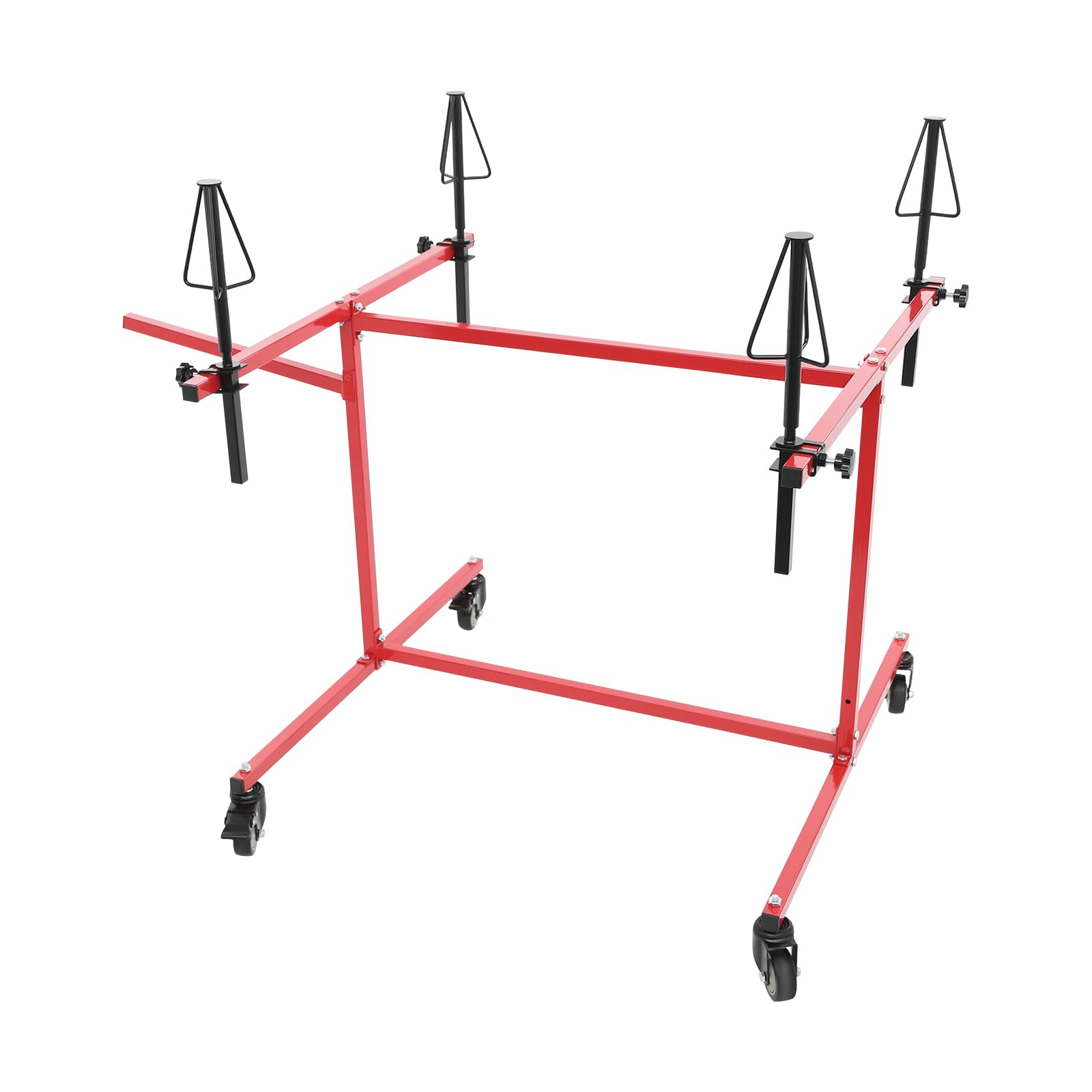 Felgenlackierständer Fahrbarer | Felgenlackierbock | 360° Drehbarer Lackierständer auf Rädern | Lackierständer für 4 Felgen zum Reparieren, Vorbereiten, Lackieren von Felgen und Karosserieteilen (Rot)