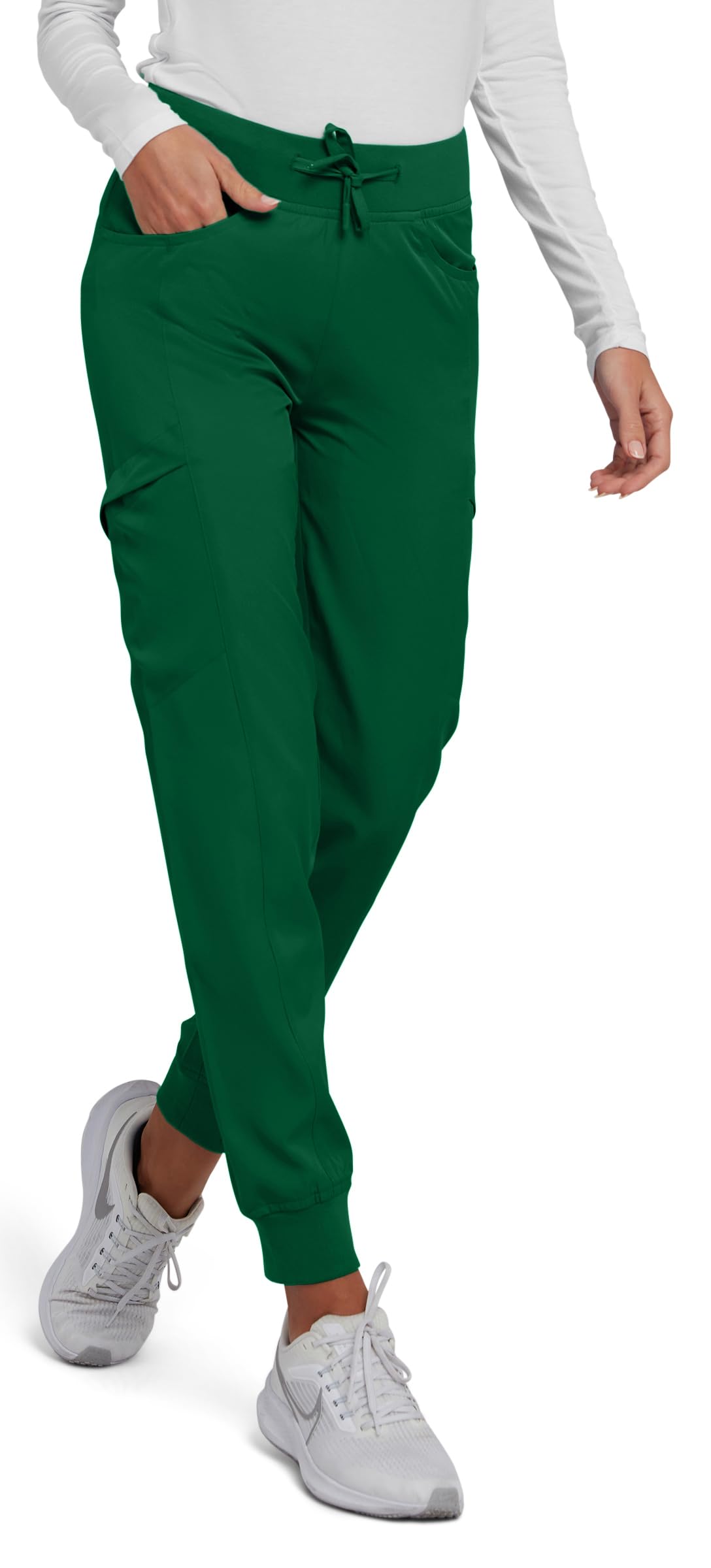 MediChicMedical Nursing Ribbed Scrub Joggers for Women - Stretch Jogger Scrub Knit Waist Bottoms with 6 Pockets, Easy Care