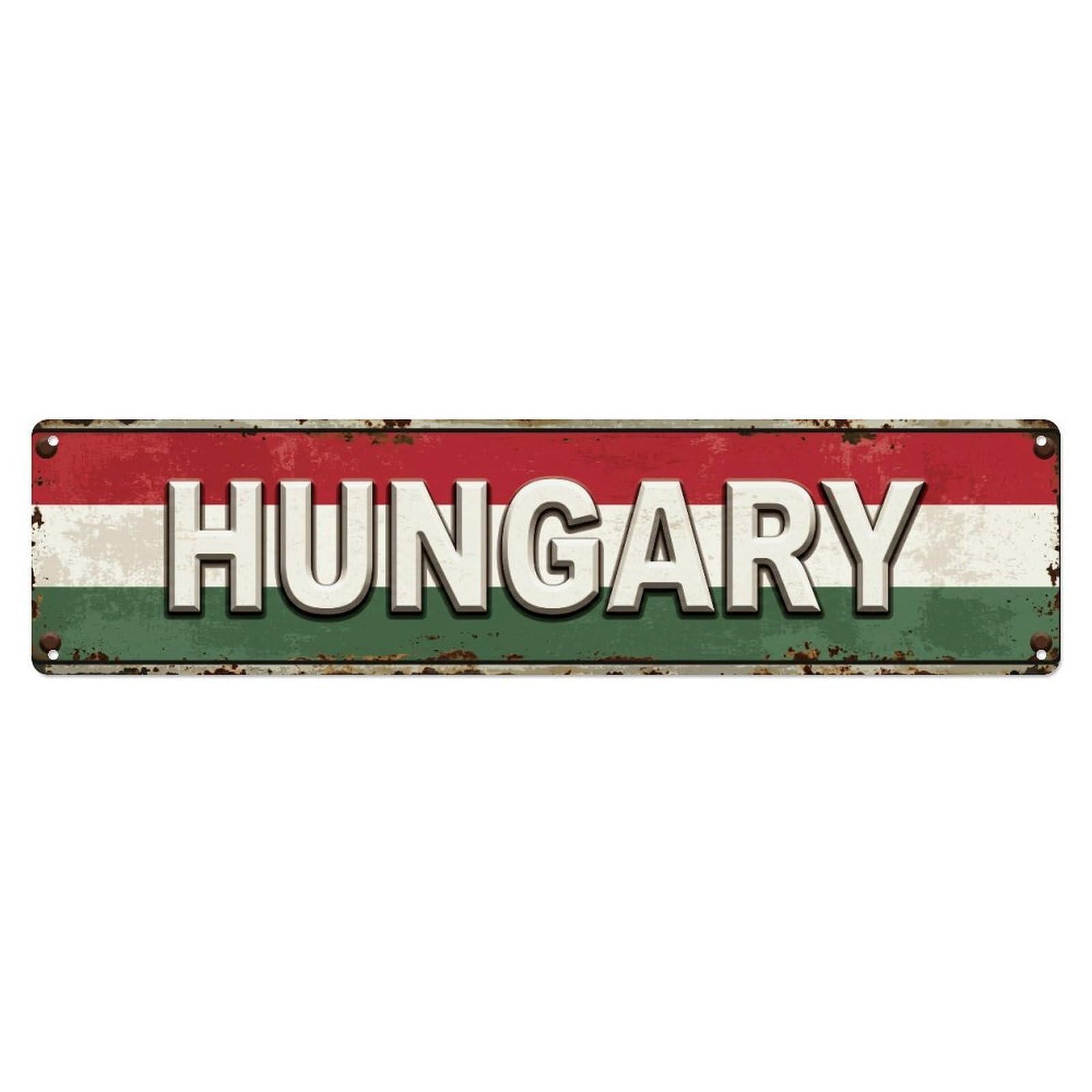 Metal Tin Sign Vintage Hungary Flag Pattern