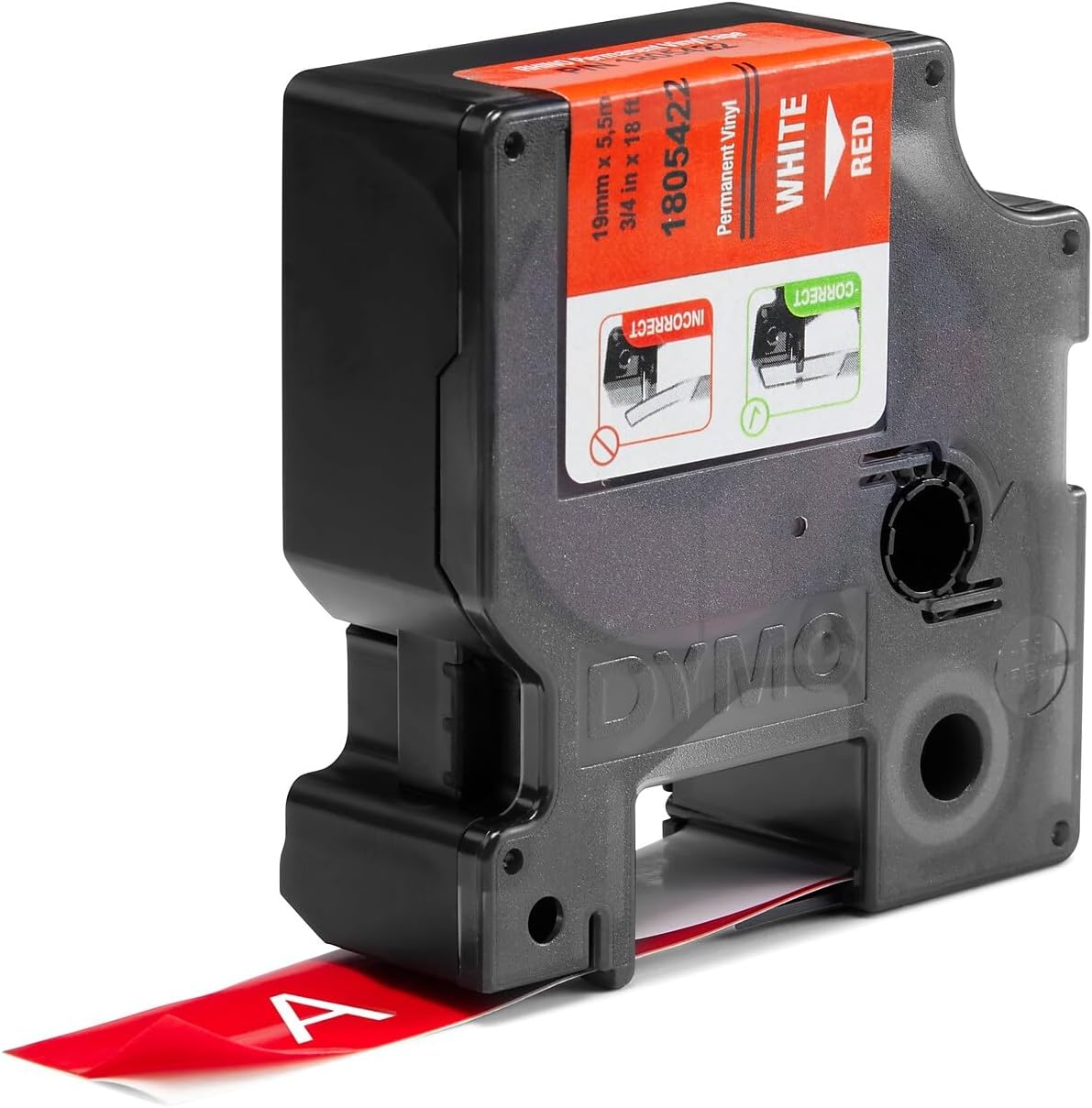 DYMO Rhino Industrial Vinyl Labels, 3/4", White Print on Red Tape