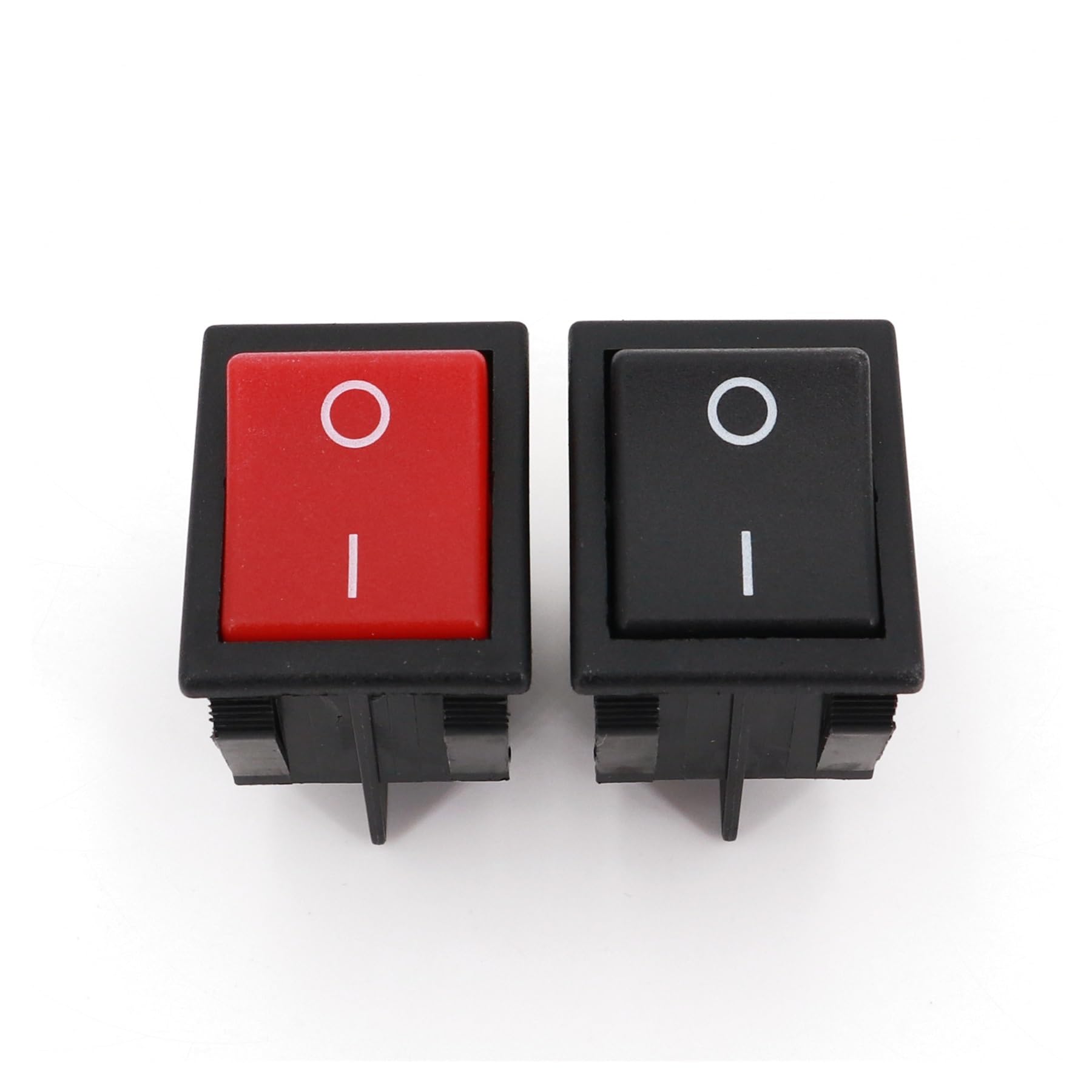 5 Stück R-Serie 32 x 25 mm (ohne Licht), 4-poliger ON-OFF-Hochstrom-20-A-DPST-Wippschalter(5Pcs Red)
