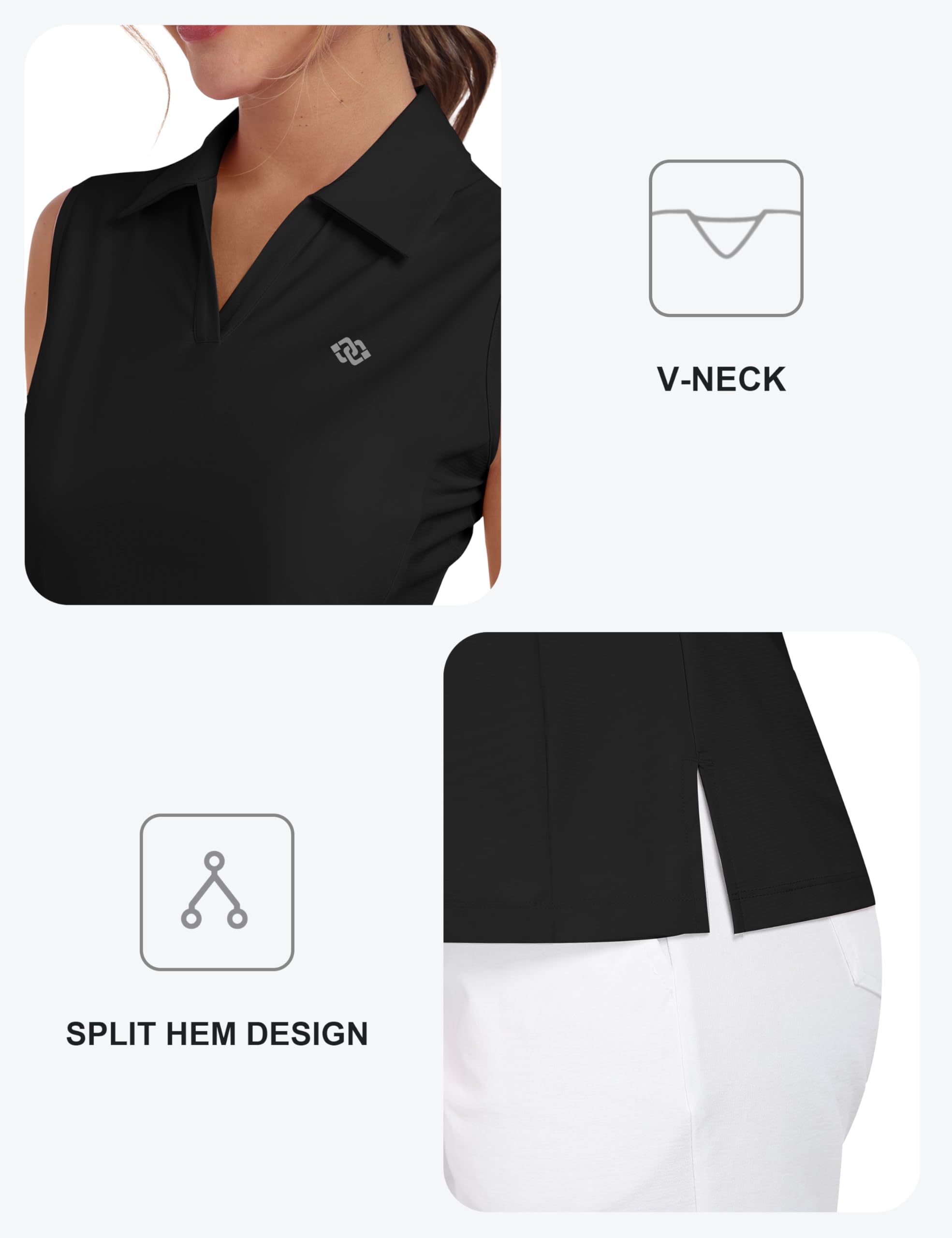 MoFiz Camicie da golf da donna senza maniche Canotte da tennis Racerback Polo Scollo a V Colletto ad asciugatura rapida Canotta atletica