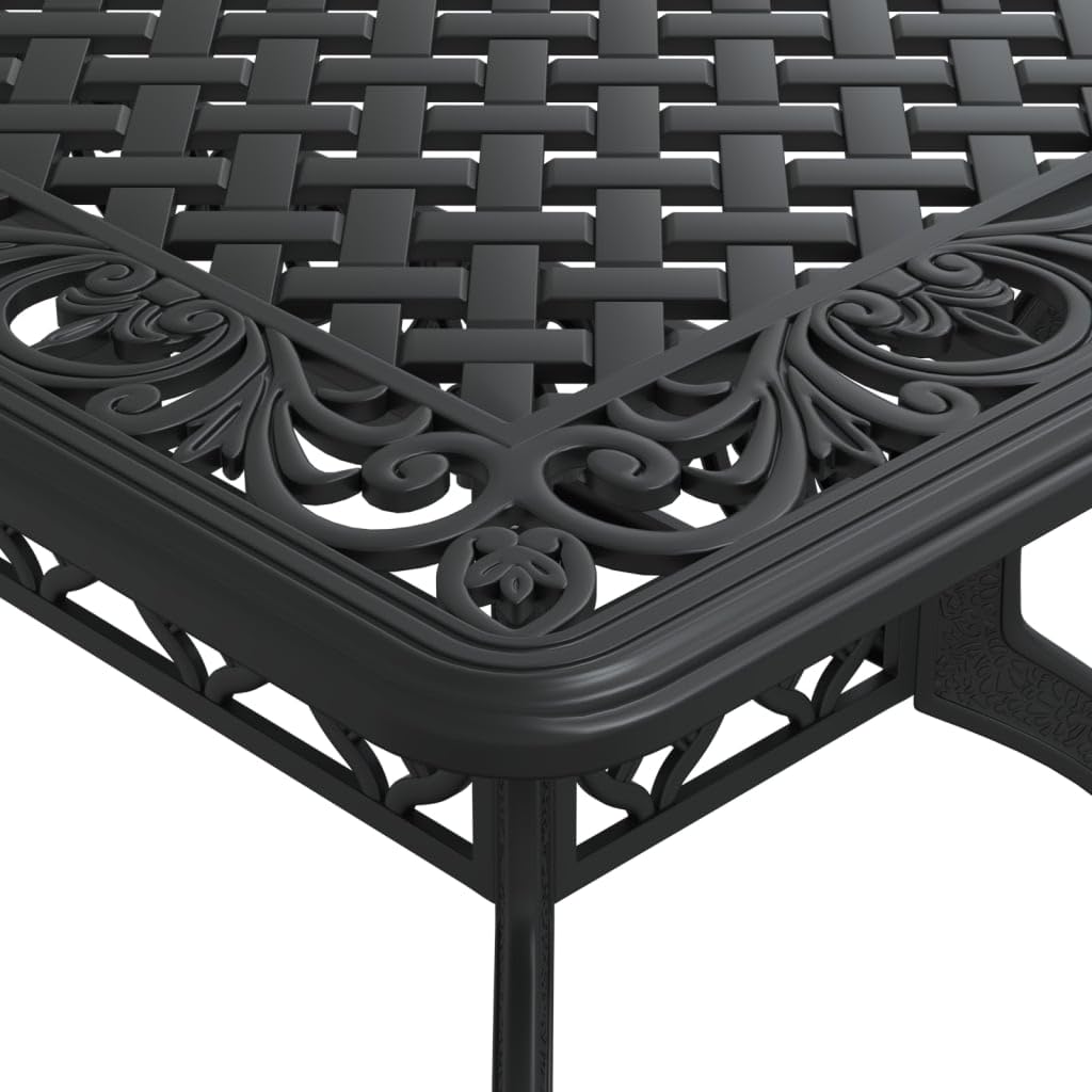 Czarny stół ogrodowy 150 x 90 x 72 cm, z odlewanego aluminium, stół ogrodowy, stolik kawowy, taras, balkon