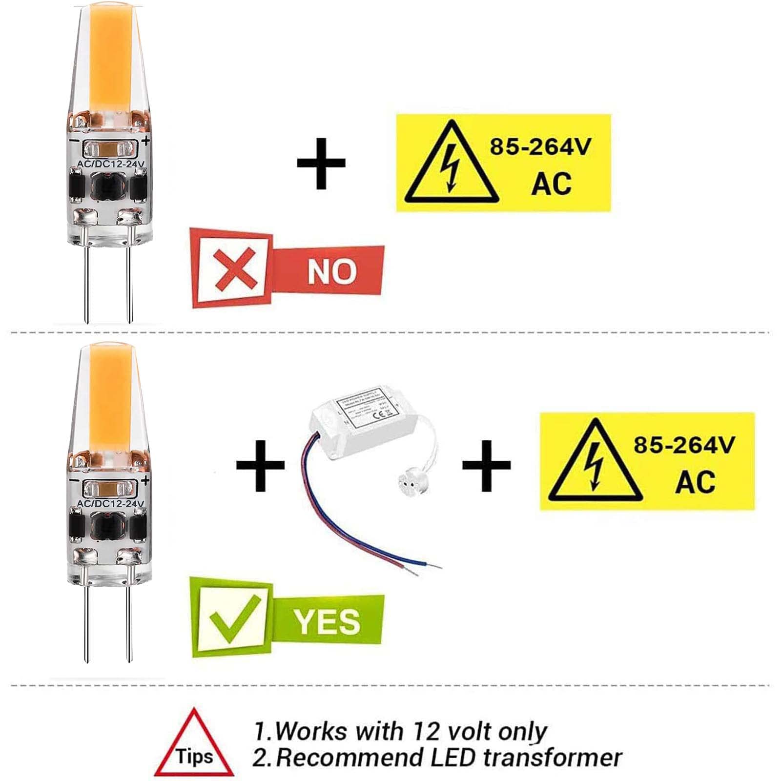 G4 LED Lampen, 3W G4 LED Leuchtmittel Birne ersetzt 30W Halogenlampen, 3000K Warmweiß 300LM 12V AC/DC G4 LED Leuchtmittel, Kein Flackern Dimmbar, 20er Pack