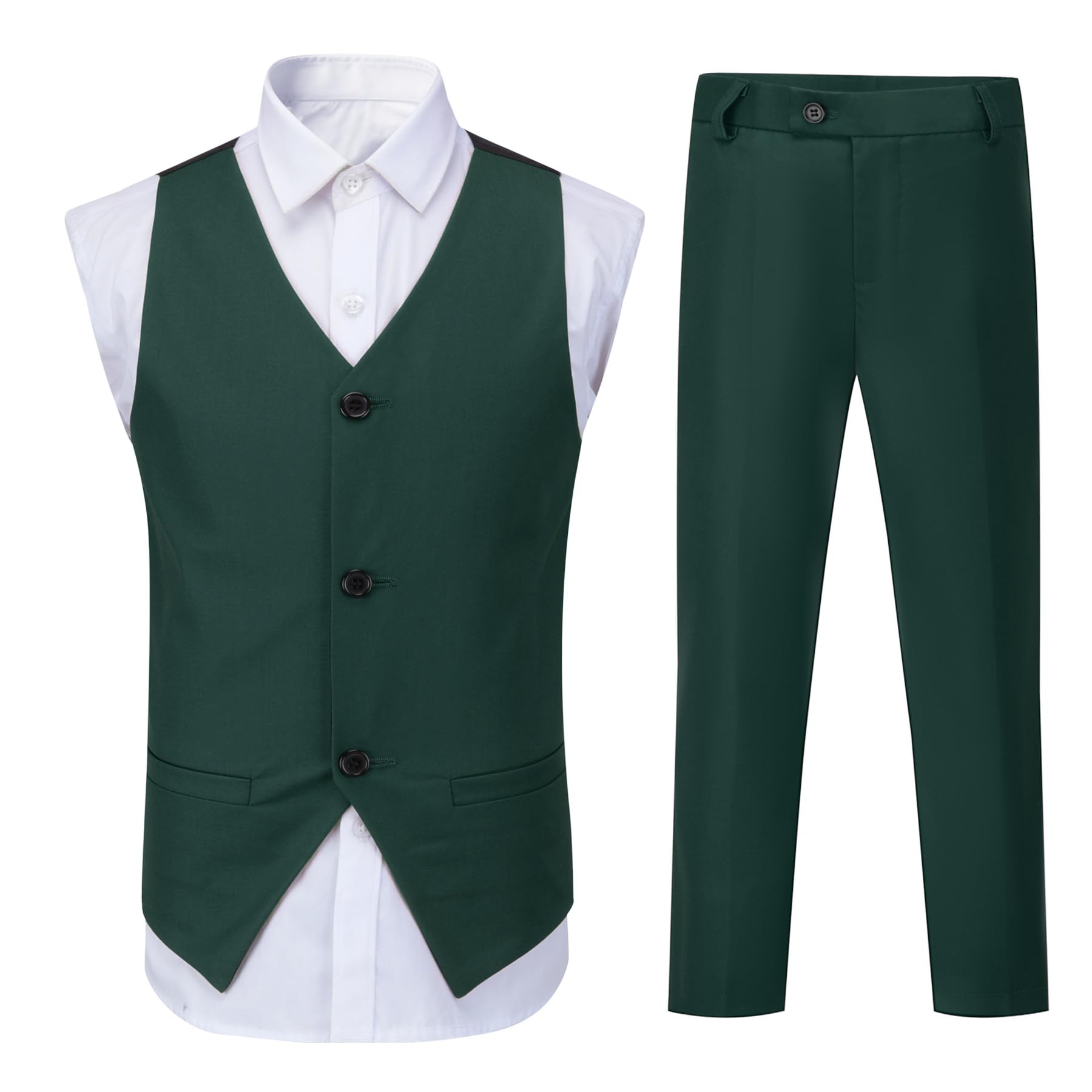 Sliktaa Garçon Costumes 3 pièces Classiques Simple Bouton Revers Veste de Sport Gilet Pantalons Longs Mariage fête et Bal de Fin d'année pour garçons