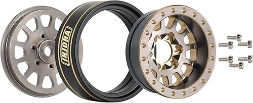 Miniatura 2 de INJORA 1.0 Plus - Llantas de latón Beadlock, 4 unidades, ruedas de 12 radios para TRX4M SCX24 FCX24 124 118 RC Crawler, 1.65 ozpiezas (gris)