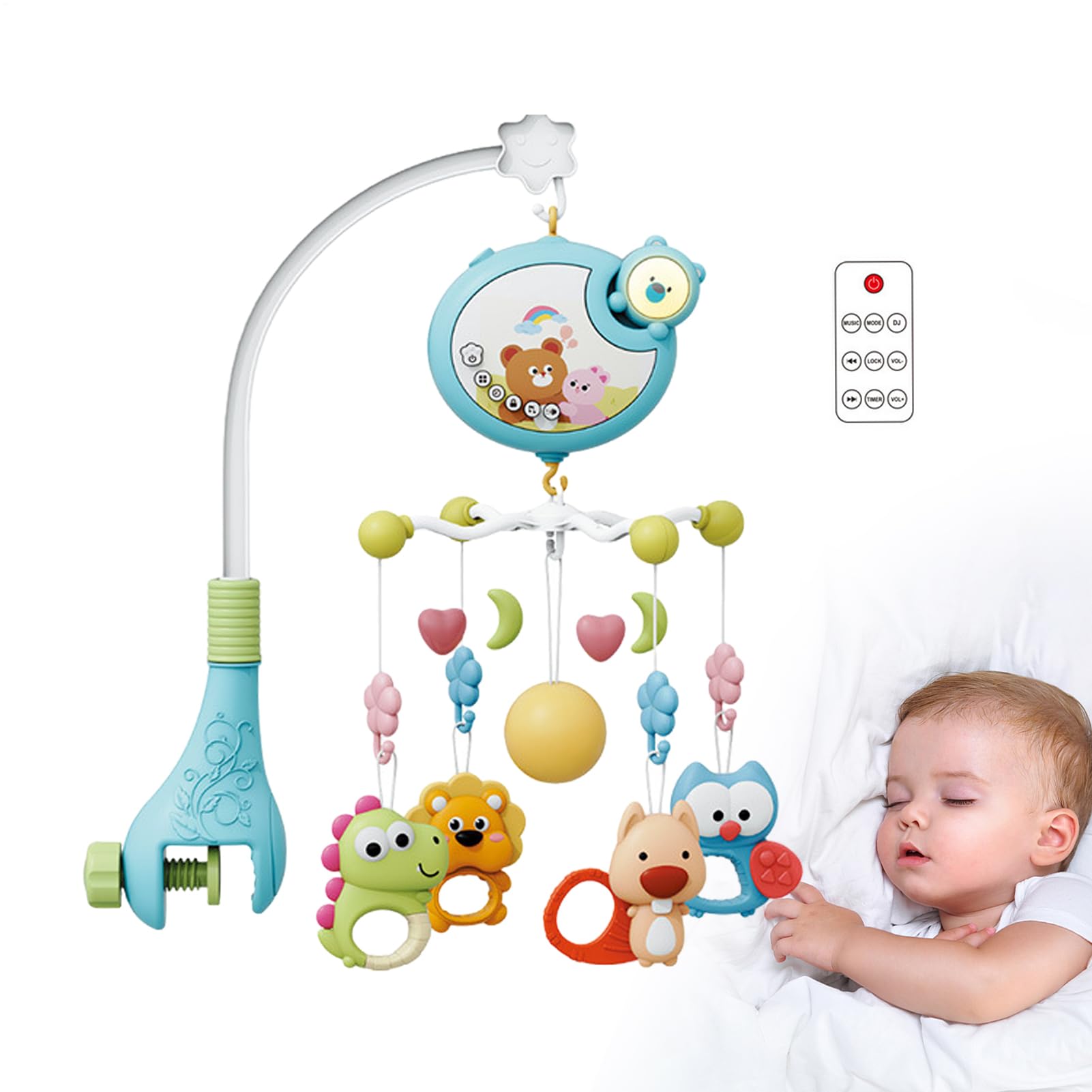Mobile for Crib with Music & Night Light – 360° Rotating Nursery Toy for Newborns (0-18 Months), Remote Control Crib Mobile with Projection – Musical Bedside Bell for Boys & Girls