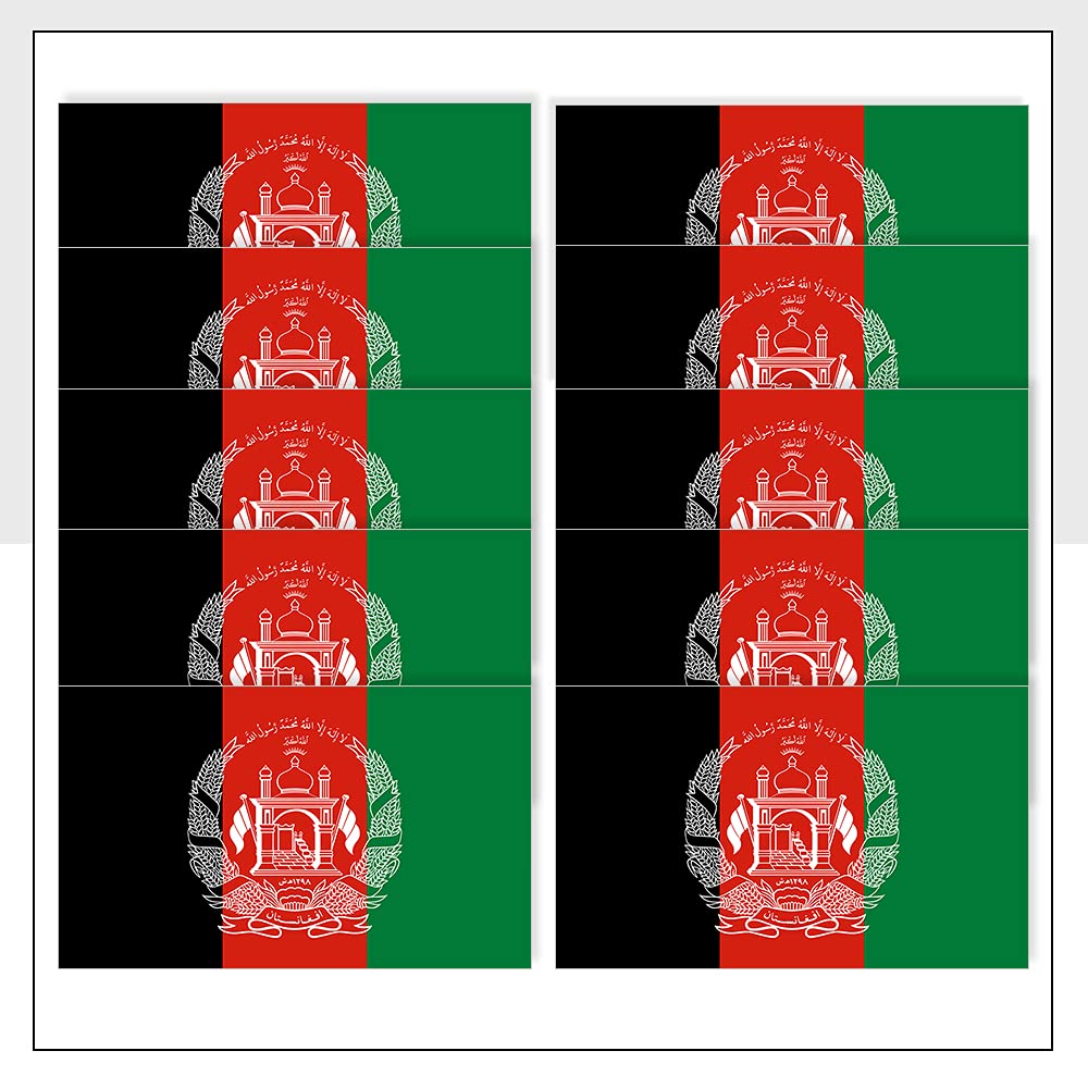 Afghanistan Flag Laptop Sticker Pack of 10 (25 x 15mm) Waterproof AFG Labels for Bike Helmet Ipad Fridge Packwith® #P1022