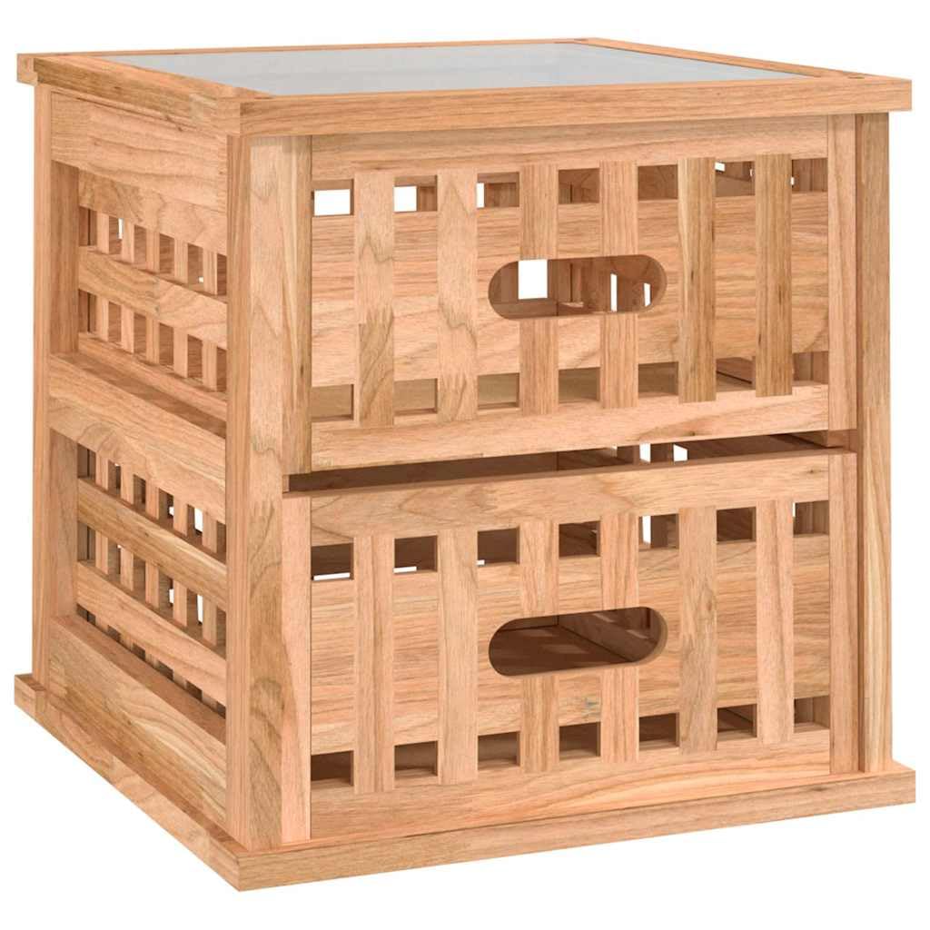 Lot de 2 tables de chevet en bois massif noyer 34 x 34 x 34 cm