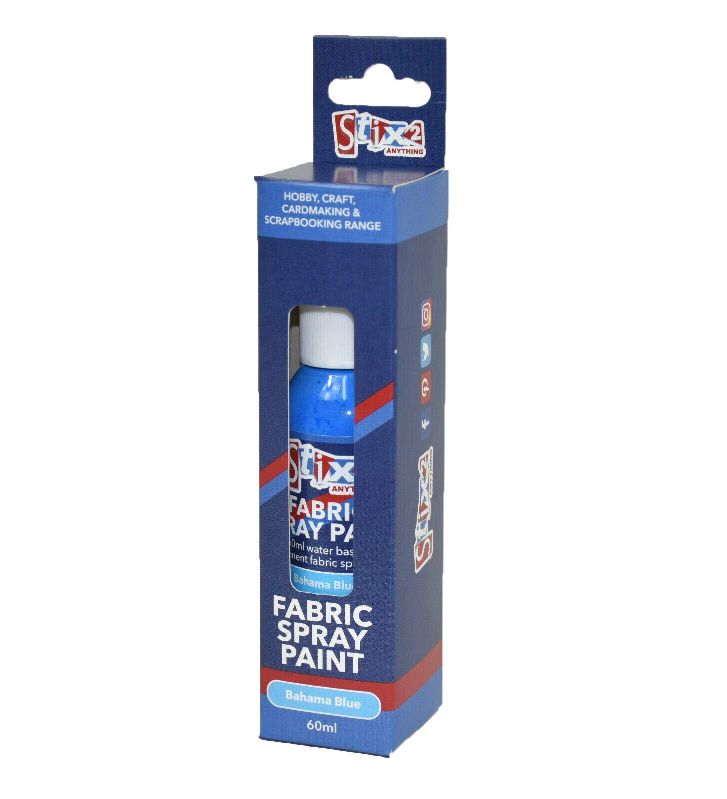 Stix2 Fabric Fashion Spray Paint Permanent Art & Craft T-Shirt Textiles Assorted Colours (Bahama Blue)