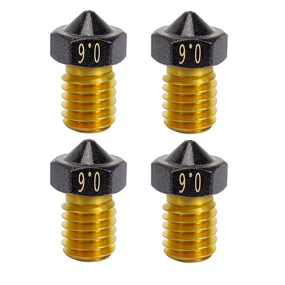 4-Pack Non Stick PTFE Coated m6 Nozzle 0.6mm Compatible with Anycubic Kobra Mega S X Chiron, Prusa i3 MK3S Prusa Mini Mini+ Extruder V6 Hotend 3D Printer (4x0.6mm Nozzles)