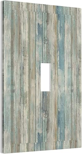 Miniatura 2 de Cubierta de interruptor de luz de 1 cuadrilla, placa de pared para dispositivo de palanca individual, vintage, rústico, azul, turquesa, índigo,