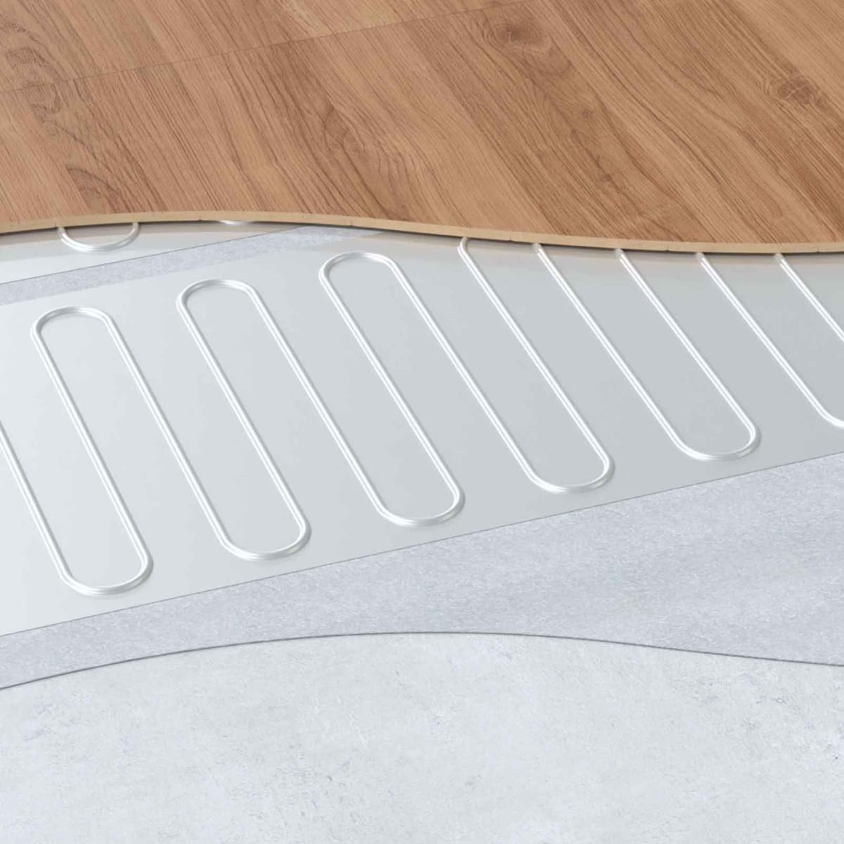Calefacción eléctrica por suelo radiante: Estera calefactora de dos núcleos con lámina de aluminio WARMON ALU 150 W/m², parqué, laminado con termostato AC3082H analógico, blanco, termostato: AC3082H,