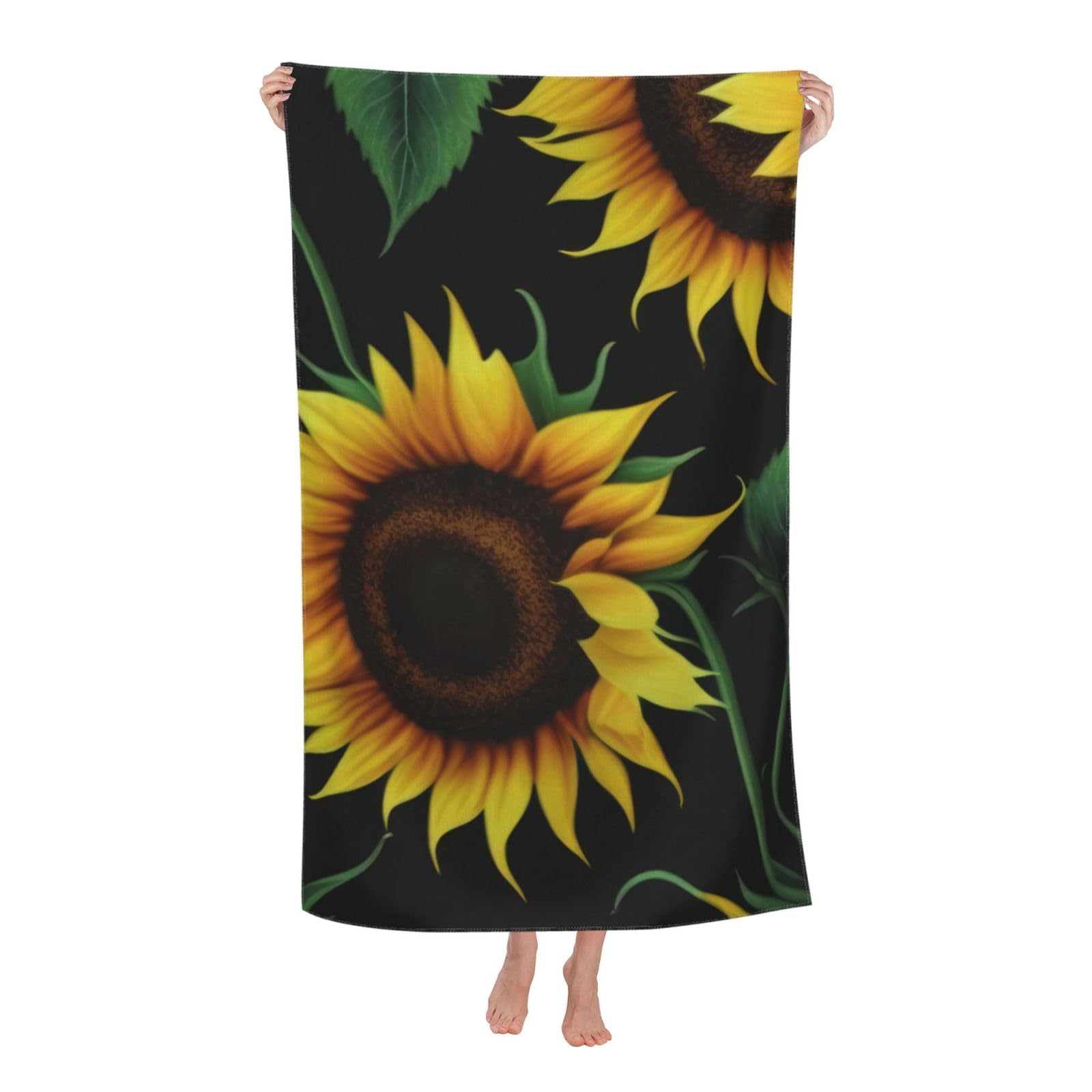 LSRCPD Beach Towels Sunflower Pool Bath Swimming Gym For Women Adults 80X130Cm