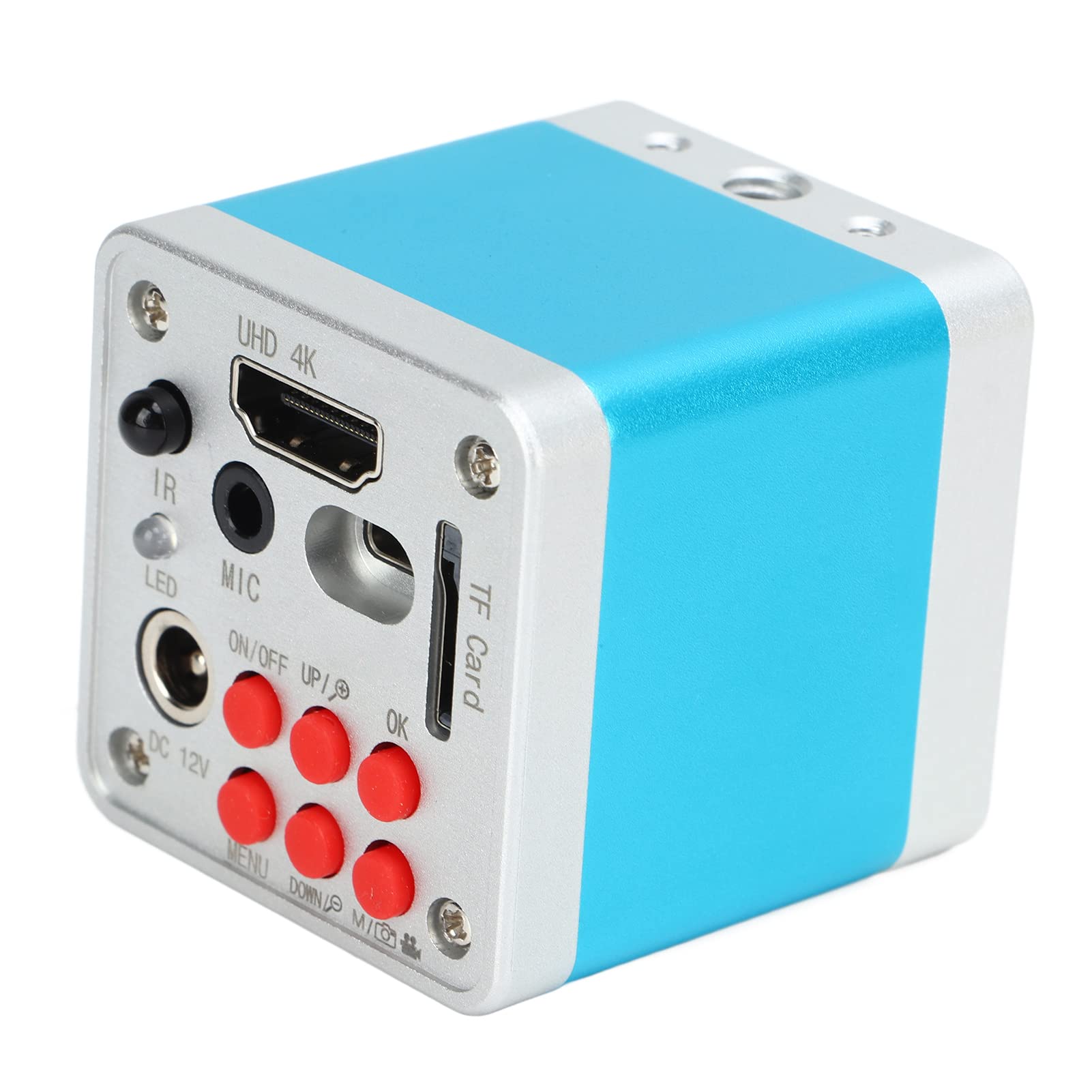 Cámara de Microscopio de Video, 4K 1080P Salida USB2.0 Interfaz Multimedia HD Cámara de Microscopio con Montaje en C Cámara Industrial con Zoom Digital de Aleación de Aluminio