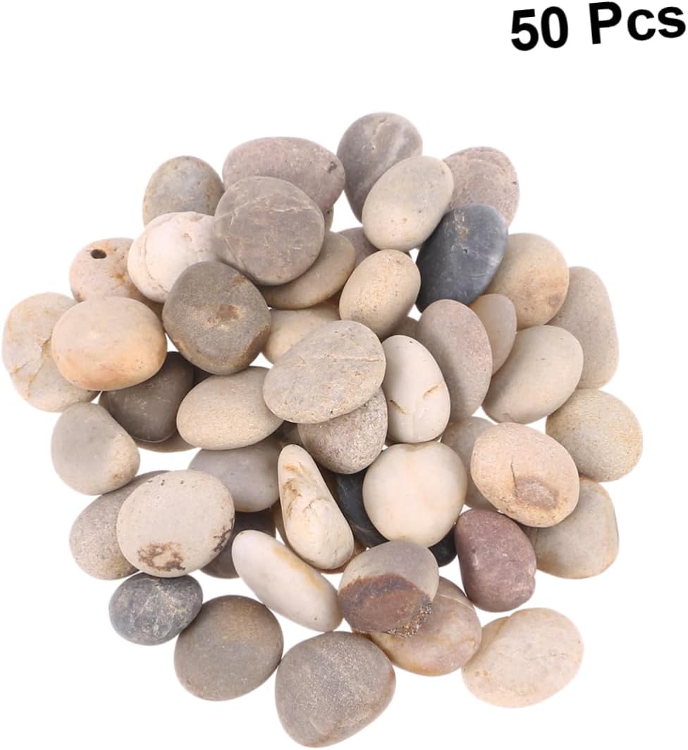 BESPORTBLE 50pcs Hand-Painted Cartoon Stones for DIY Art Projects Smooth Pebbles Mixed Colors Boy Girl Creative Activities Painting Crafts and Garden Decor