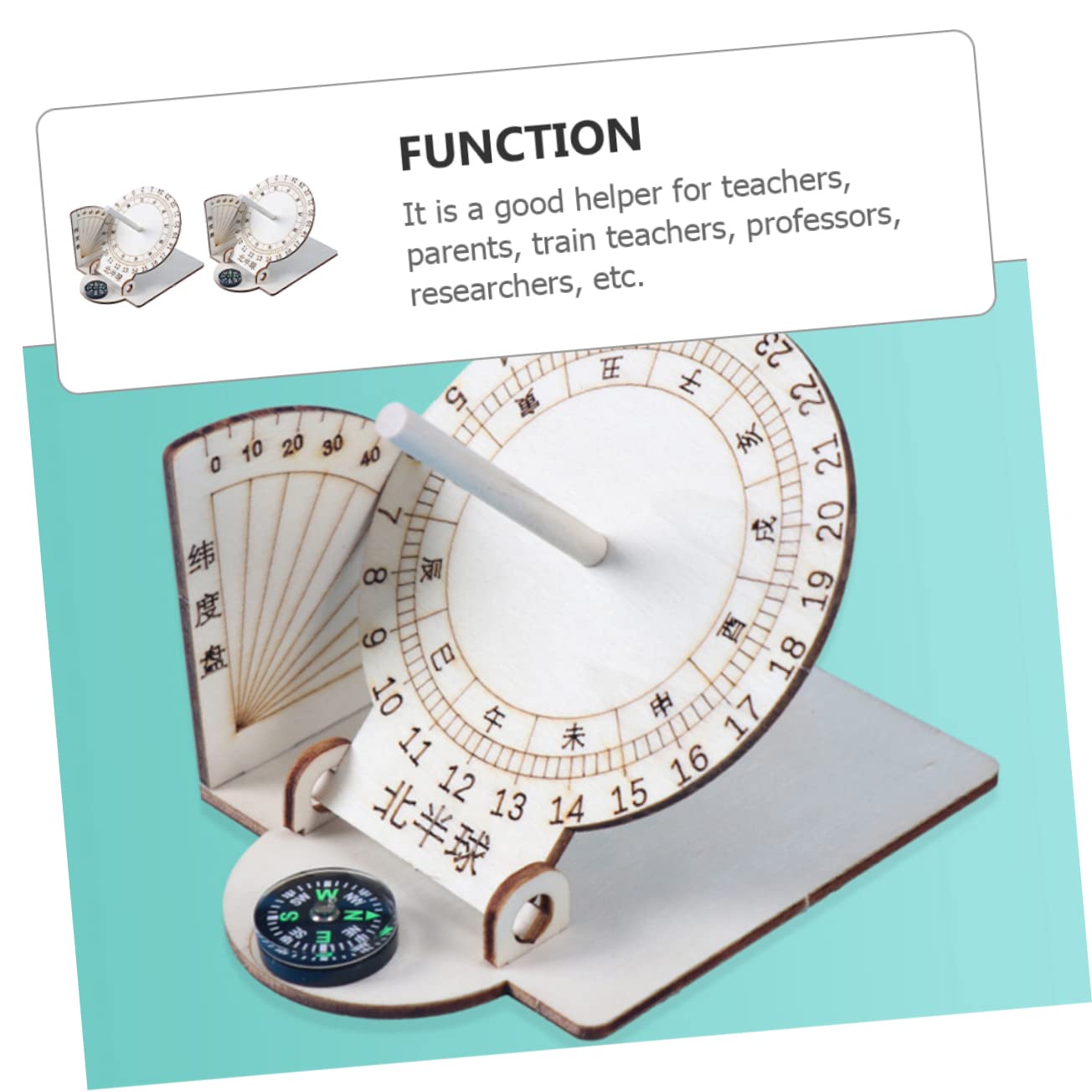 iplusmile 2pcs DIY Assembling Teaching Home Decor Ancient Sundial Clock Sundial Ornament DIY Sundial Clock Equatorial Sundial Clock Scientific Sundial Child Toy Puzzle Wooden - Image 2