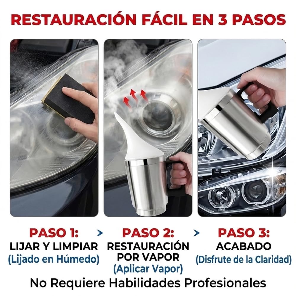 Kit de Restauración de Faros con Líquido de Mantenimiento 2x800g