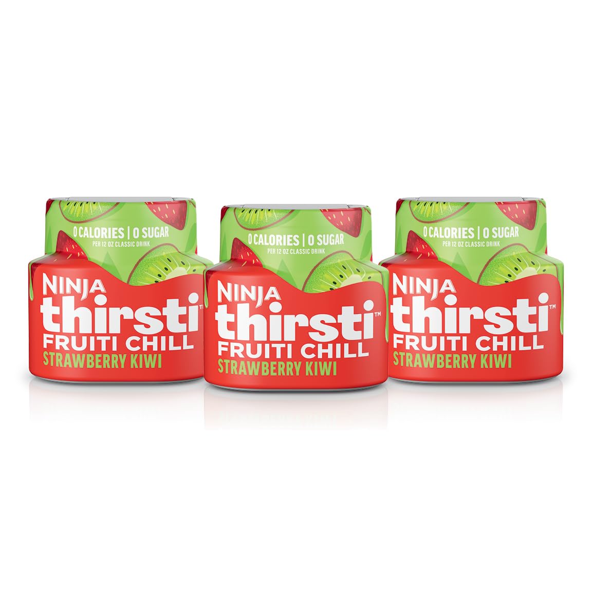 Thirsti Flavored Water Drops, FRUITI CHILL Strawberry Kiwi, Bold Fruit Flavor, Sparkling or Still, Zero Calories, Zero Sugar, Makes 17, 12oz drinks, 3 Pack, WCFSTKWAM