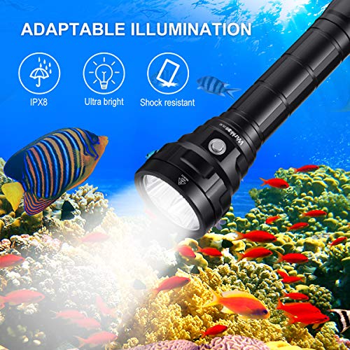 Wurkkos 5000 Lumen Dive Flashlight, Bright Scuba Diving Light Features 4 Samsung LH351D