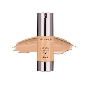 Bodyography Natural Finish Foundation Medium/Neutral #160 | Oil-Free, Anti-Aging Salon Foundation with Vitamin E & C | Photo-Ready, Skin-Perfecting Coverage | Vegan, Gluten-Free, Paraben-Free