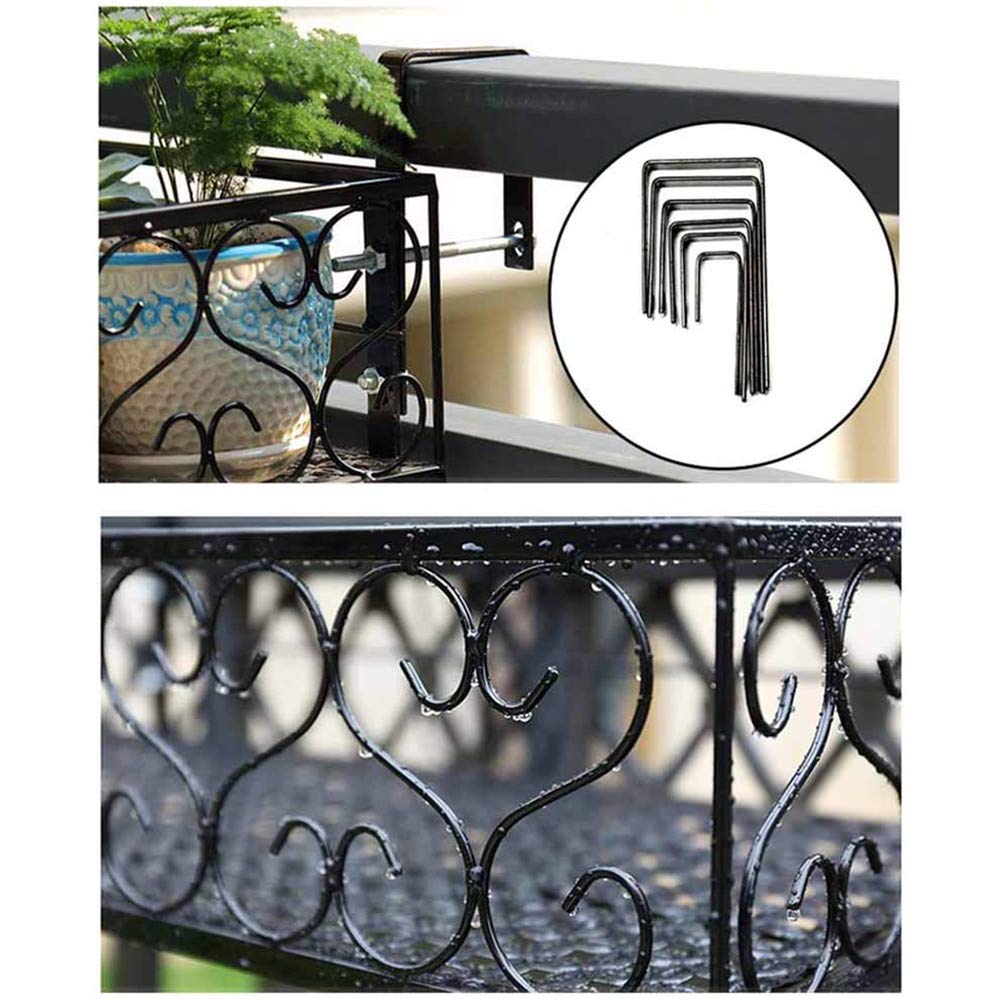 EuropeanStyle Stojak na kwiaty z kutego żelaza, trwały wiszący stojak na rośliny na balkon i wystrój ogrodu, 100 x 20 x 12 cm, idealny dla miłośników roślin
