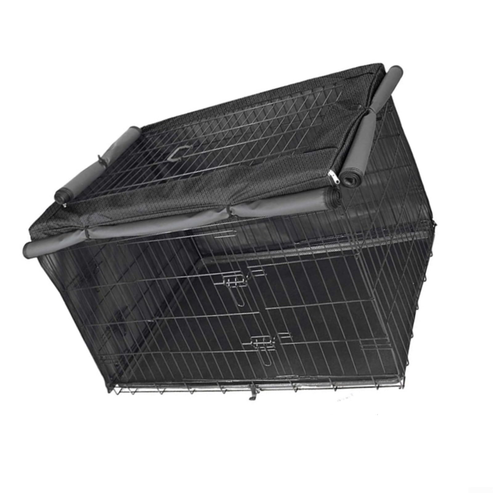 Cubierta antipolvo de tela Oxford 420D diseñada para jaulas de perros, ofrece protección contra el polvo y fácil almacenamiento, compatible con múltiples tamaños de jaula (125 x 77 x 81 cm)