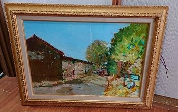 Amazon.co.jp: 阪倉宜暢 バスクの農家 真筆 油絵 絵画 洋画家