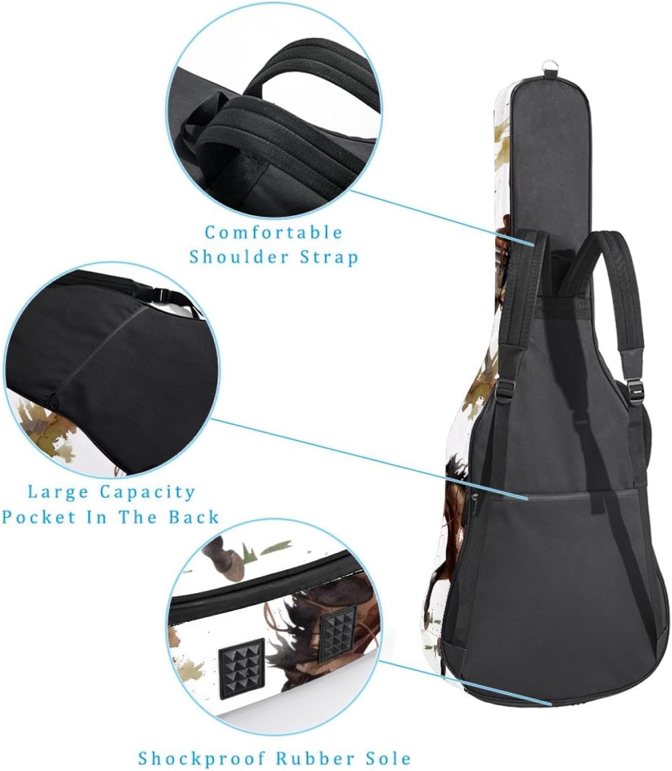 Acoustic Guitar Gig Bag 1 cm Thick Padding, Waterproof Electric Guitar Bag 40-42 Inch Guitar Case Backpack with Dual Shoulder Strap, American Cowboy and Cows Seamless Pattern