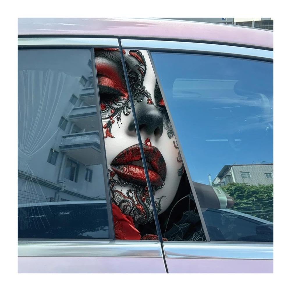 Body Parts 2pcs Car B-Pillar Decals Horror Nuns Auto Center Pillar Waterproof Sticker(B)